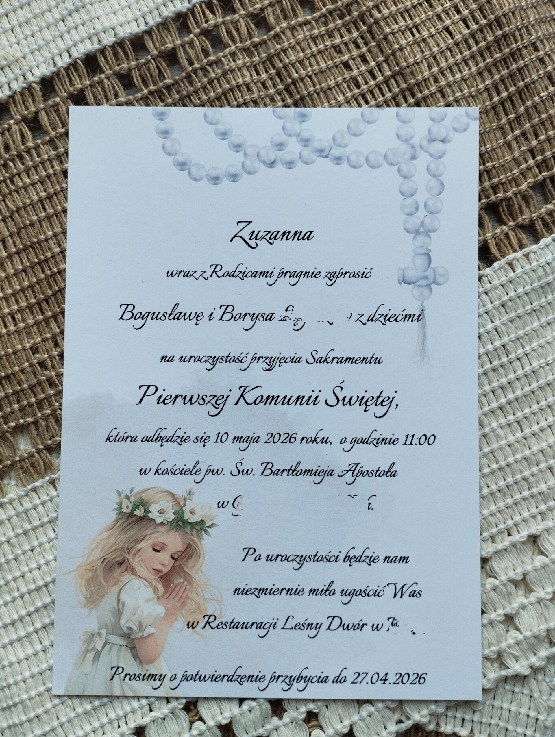 Zaproszenie jednokartkowe nr 17