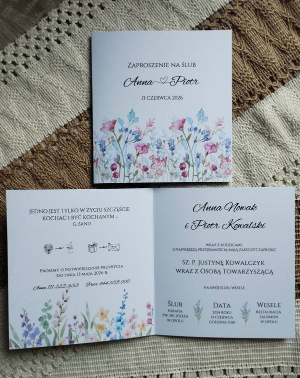 Zaproszenie składane nr 153