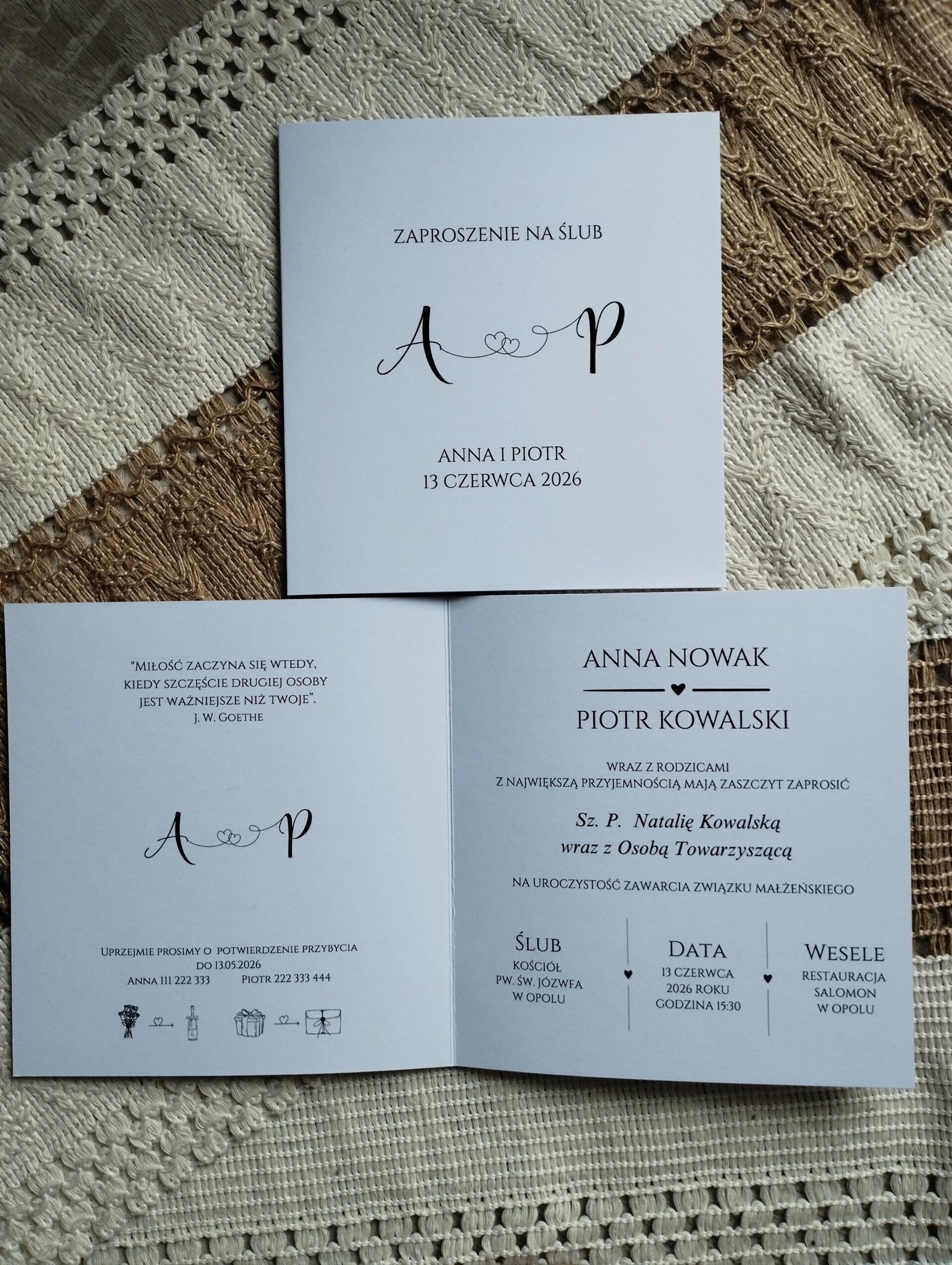 Zaproszenie składane nr 151