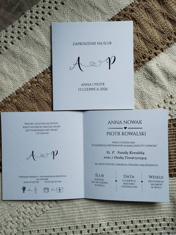 Zaproszenie składane nr 151