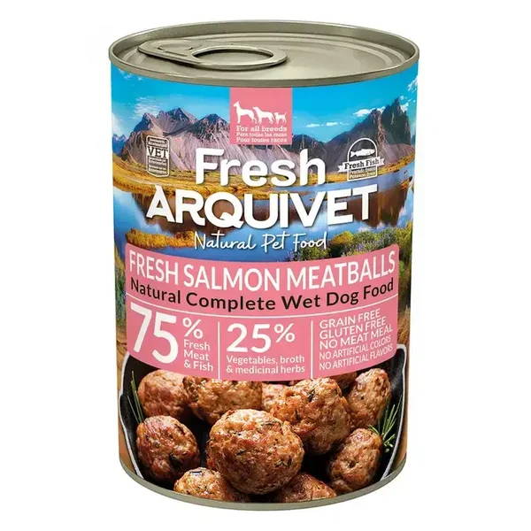 Arquivet Fresh klopsiki z łososiem, marchewką i groszkiem 400g