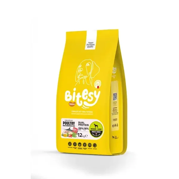 Bitesy Dual Protein - Drób i Miecznik z Ryżem 12kg