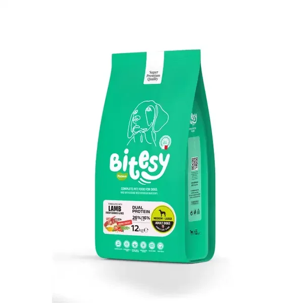 Bitesy Dual Protein - Jagnięcina i Ryba Morska z Ryżem 12 kg