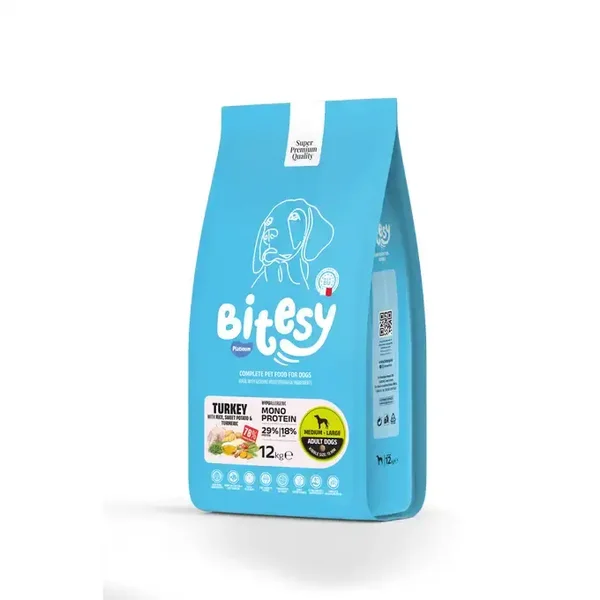 Bitesy Mono Protein - Indyk, Ryż, Batat i Kurkuma 12 kg