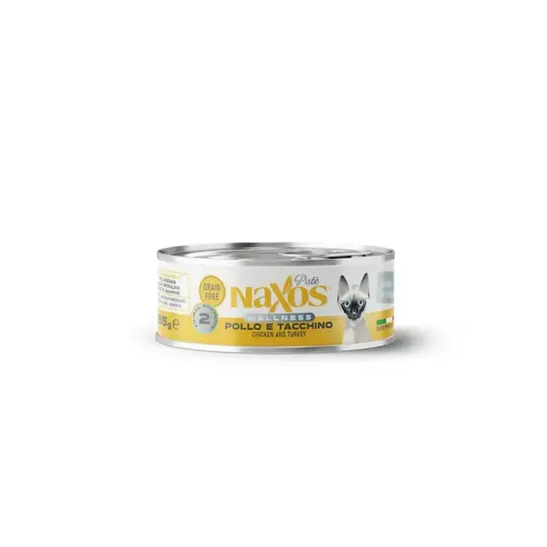 NAXOS CAT STERILIZED - kurczak i indyk - puszka dla kotów sterylizowanych 85g