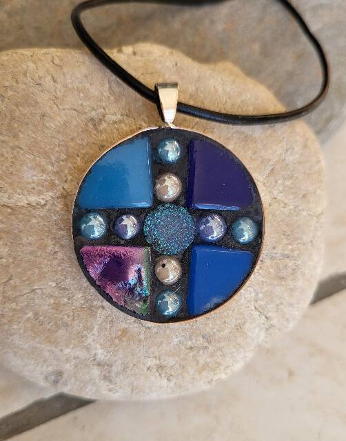 Bijou pendentif mosaique Bleu perle