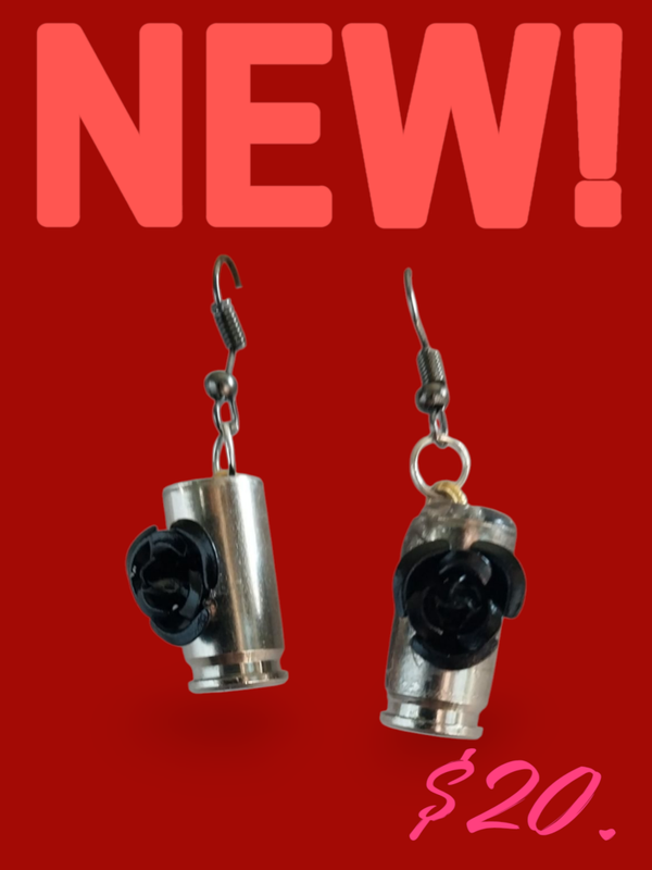 Roses and guns earrings 9MM