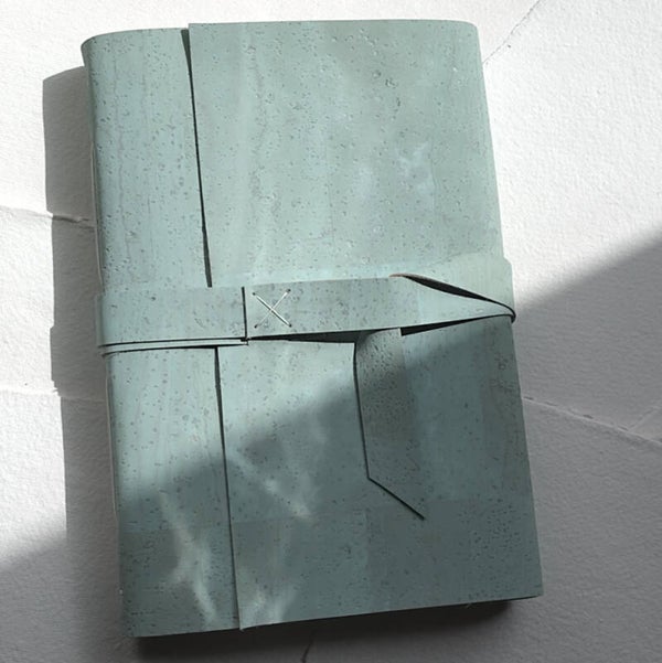 Artjournal - notitieboek A5- Aqua groen - handgeschept papier - omslag van kurk