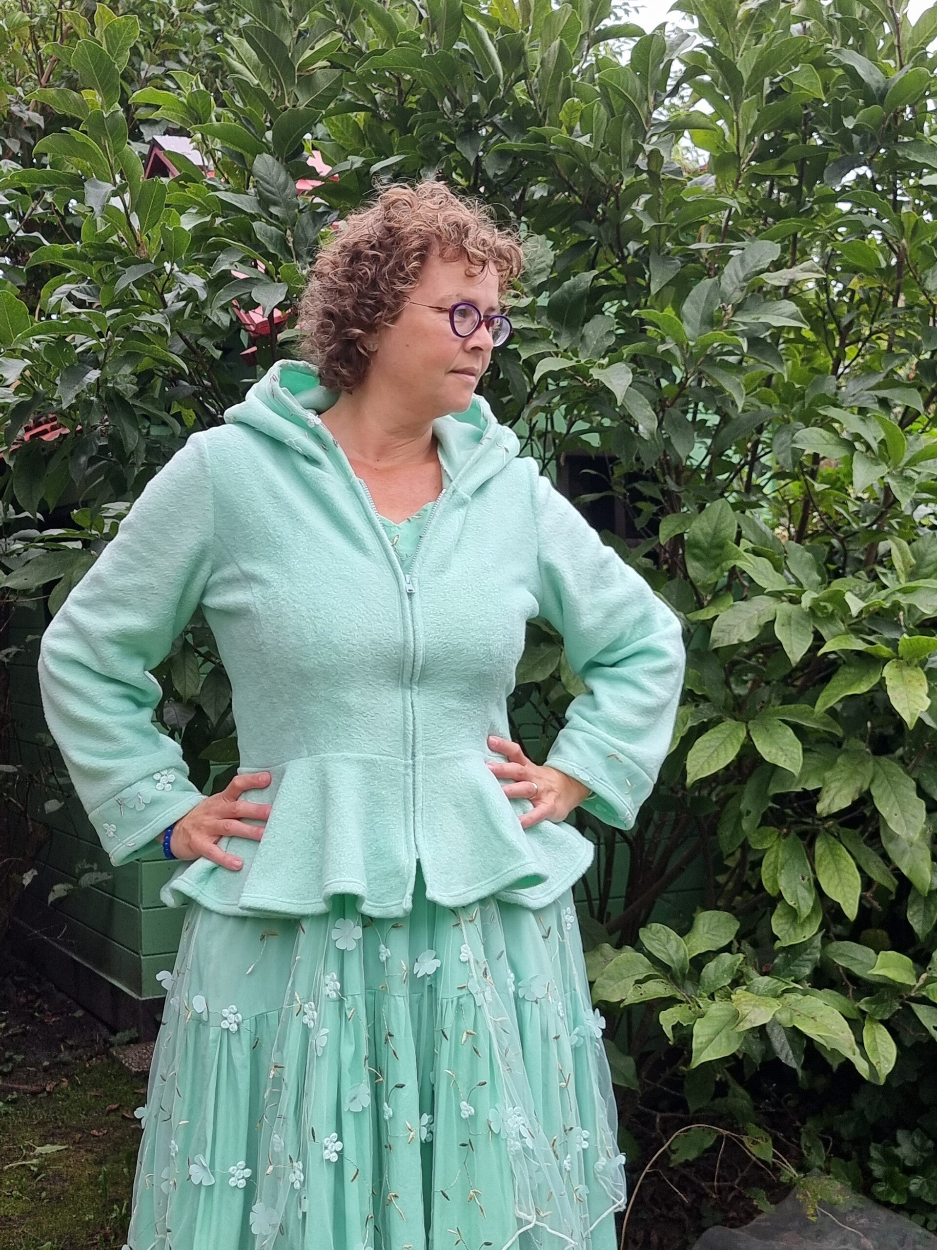 Fleece jas kort mint maat L