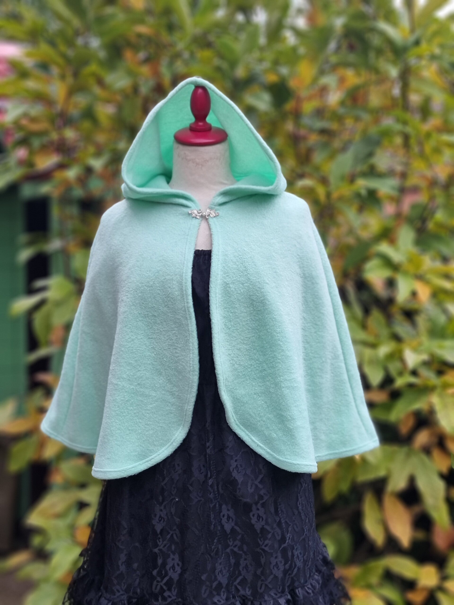 Fleece cape mint 1 maat