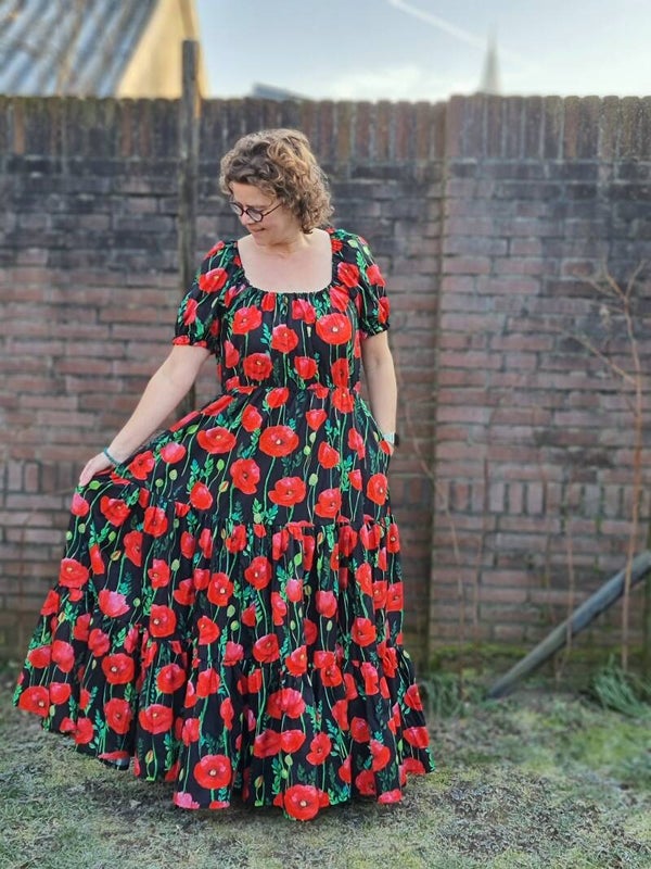 Jurk Freya klaproos maat M/L/XL