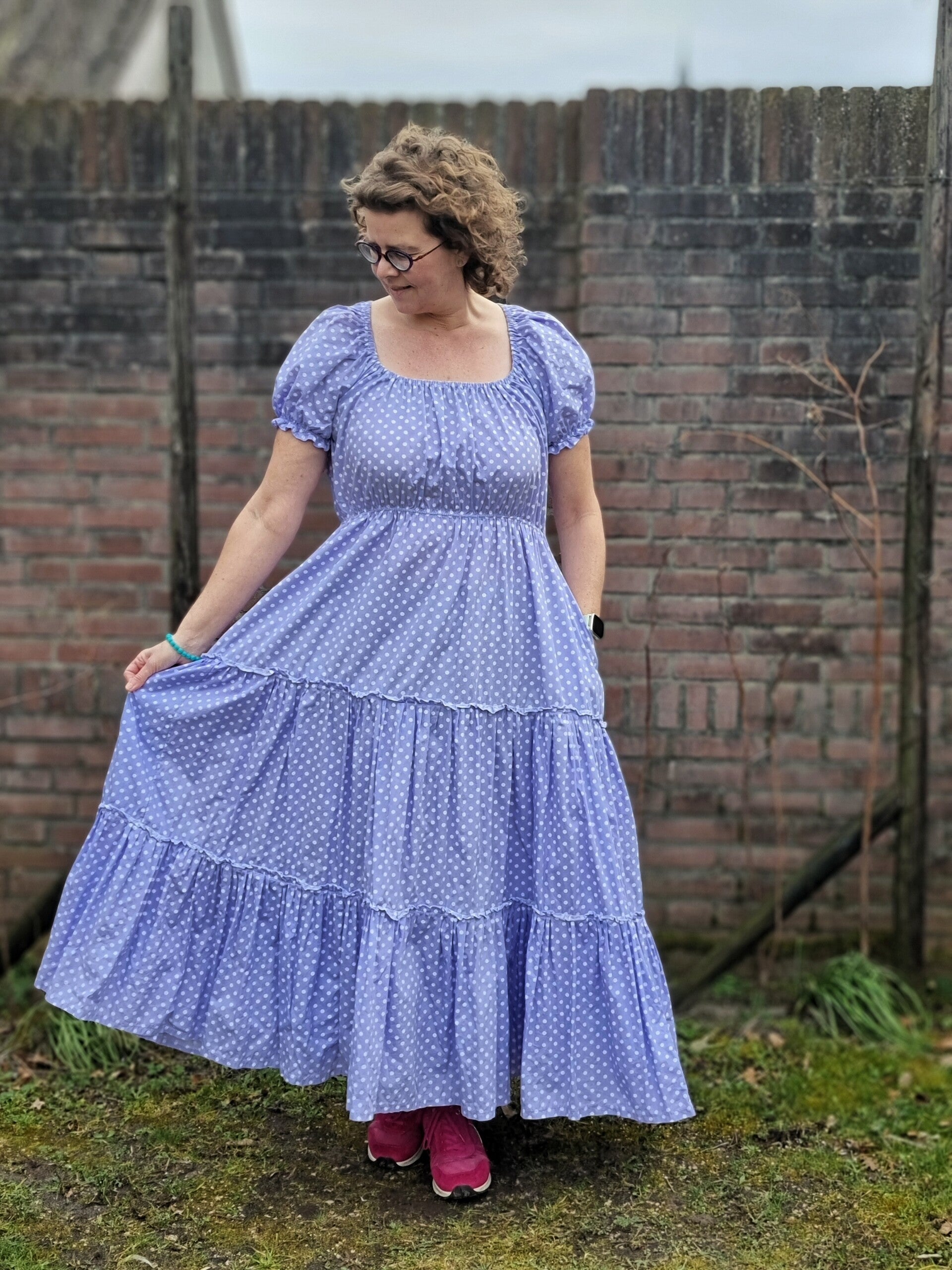 Jurk Freya lila stip maat L/XL/2XL