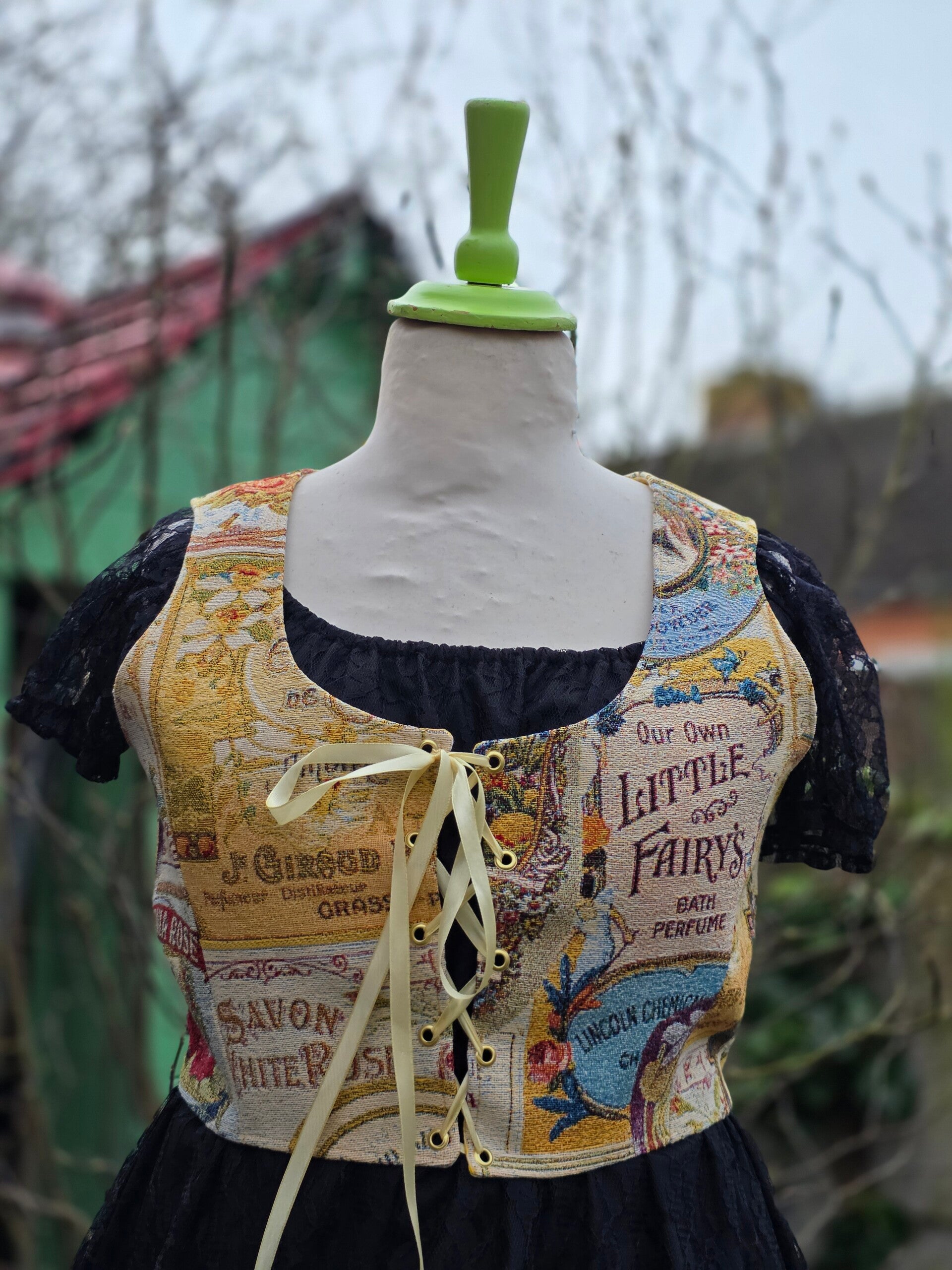 Corset met mooie Franse print maat L/XL