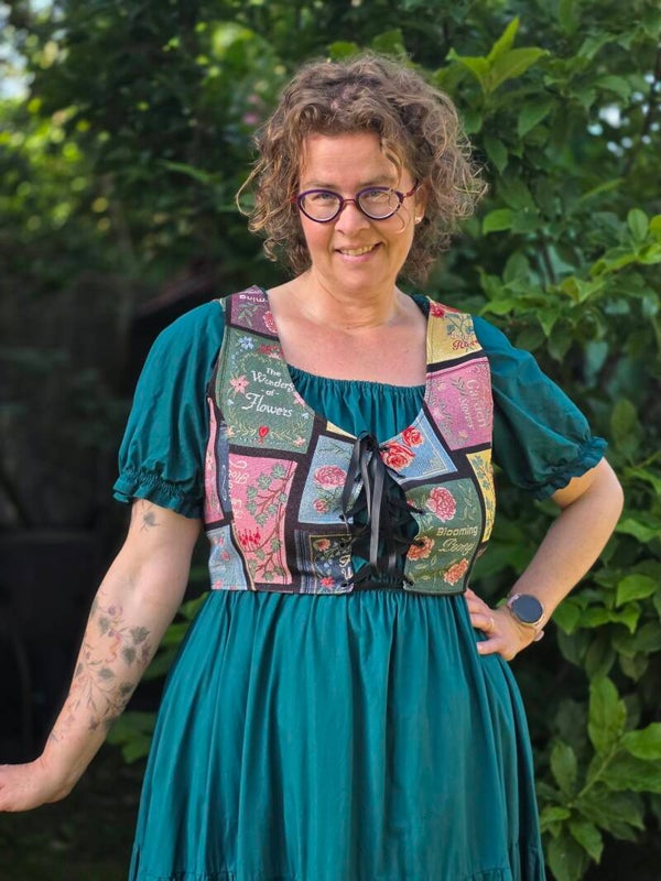 Corset bloemen bookcover maat XS