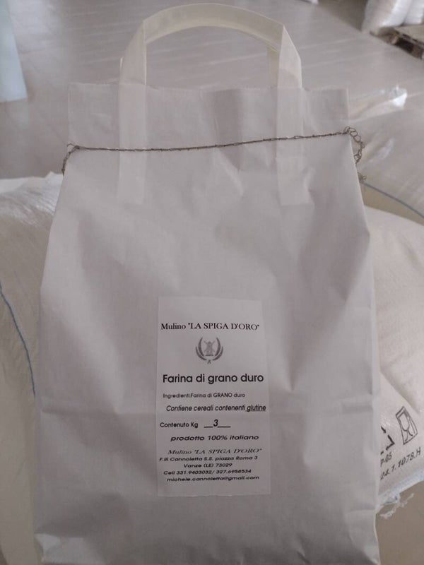 FARINA DI GRANO DURO  SACCHETTO DI CARTA 3 KG