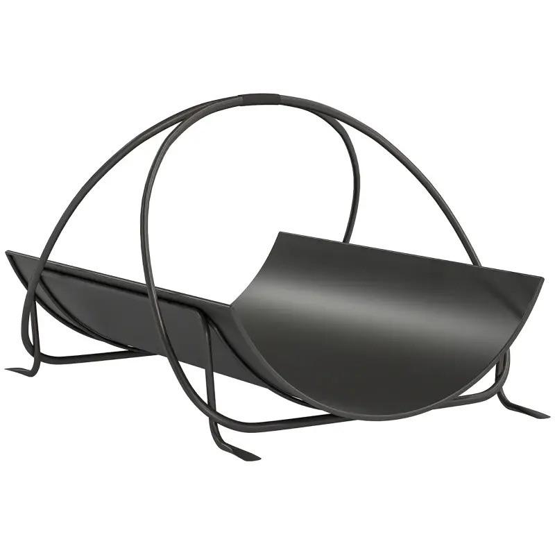 Kaminholzregal aus Metall in Schwarz