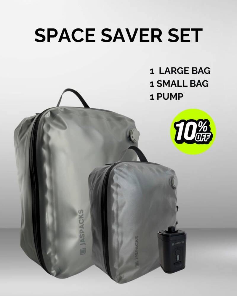 Komprimiert Reisegepäck mit Vakuumpumpe