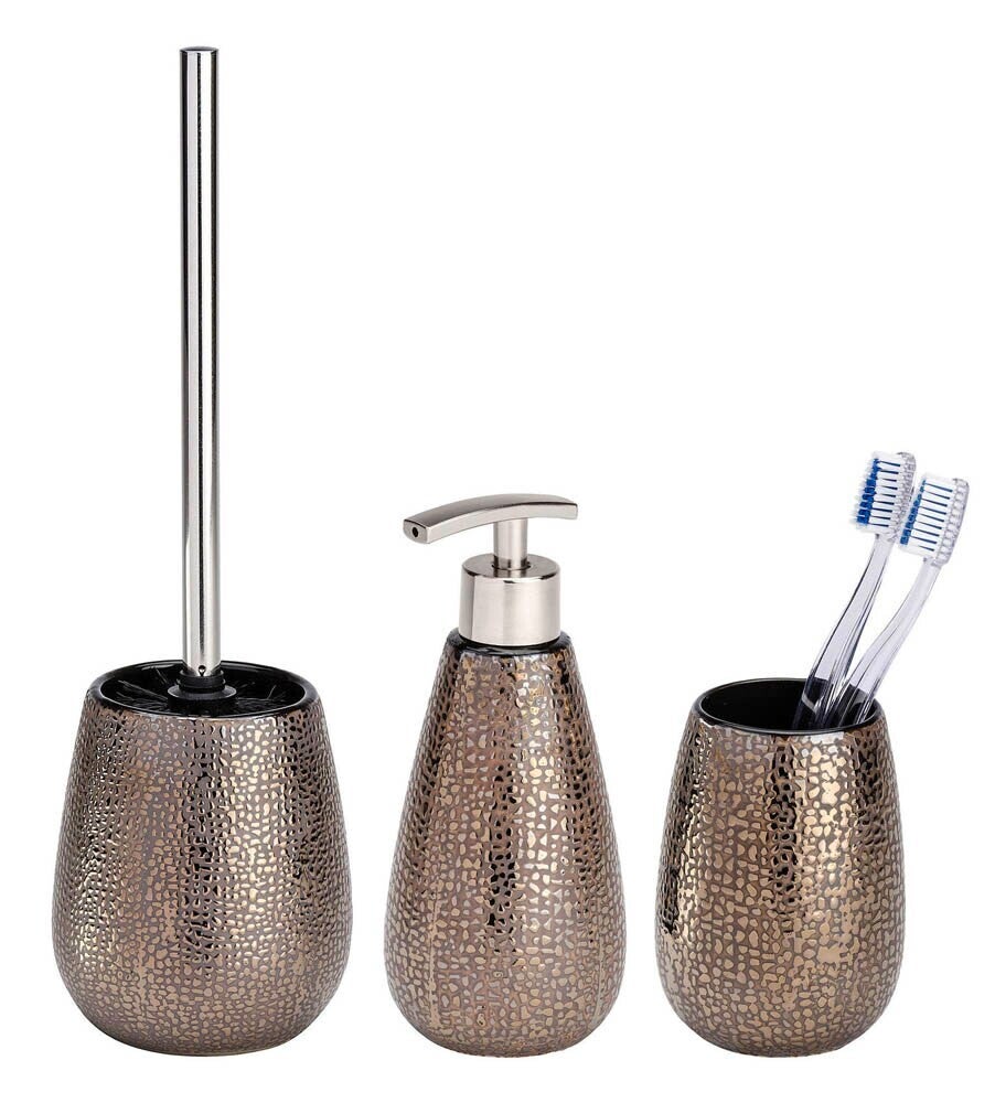 Badaccessoires-Set aus Keramik braun