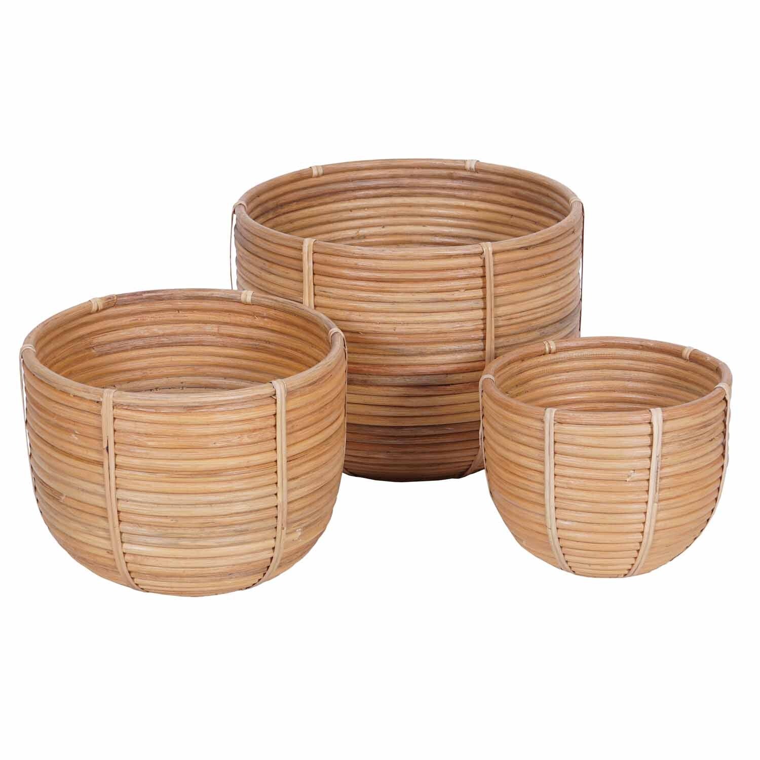 Rattan Blumenkorb 3er Set
