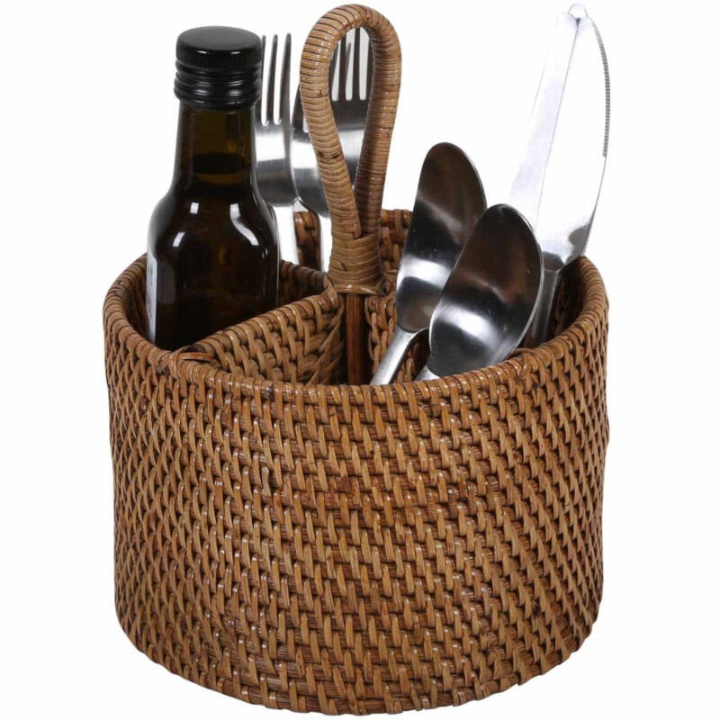 Besteckkorb Kiara 100 % Natur Rattan handgefertigt