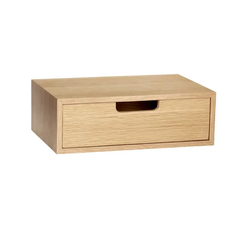 Aufbewahrungsbox mit Schublade aus Eichenfurnier