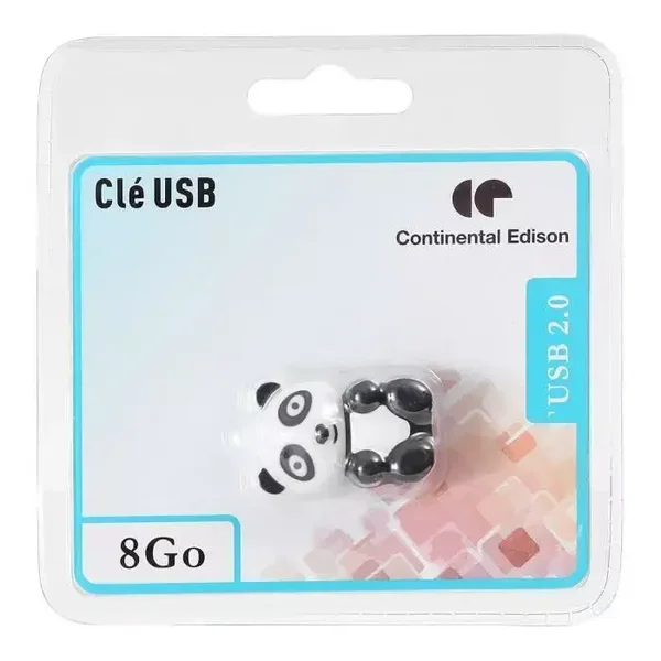 Clé USB2 8Gb Panda PC/MAC/LINUX 98,xp,Vista,7,8,10,11 Continental Edison