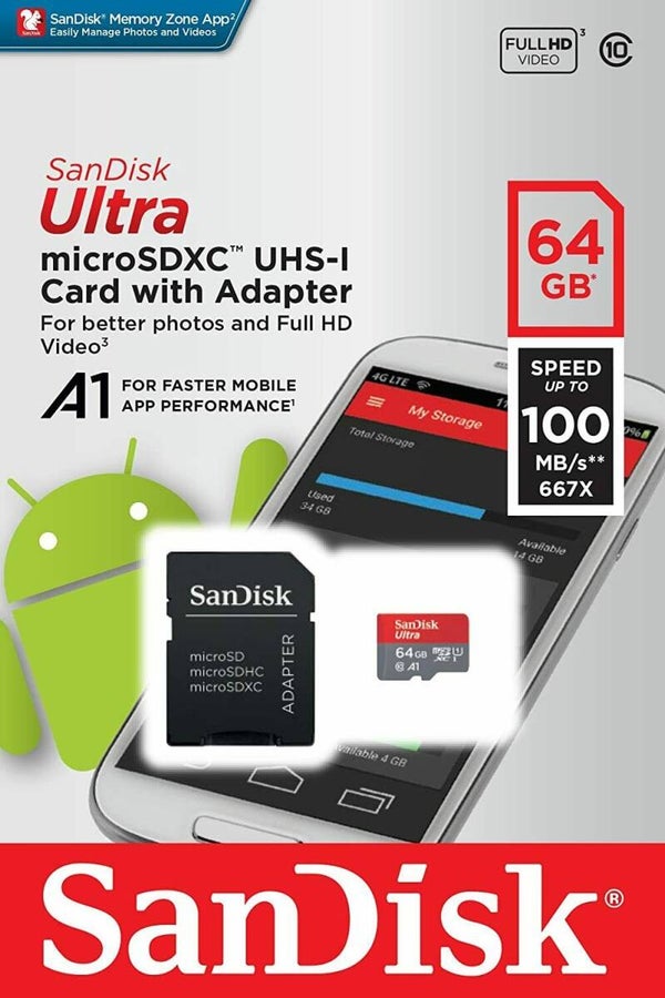 Carte Mémoire MicroSDXC Ultra 64 Go + Adaptateur SD, Neuf Switch,Lite,OLED