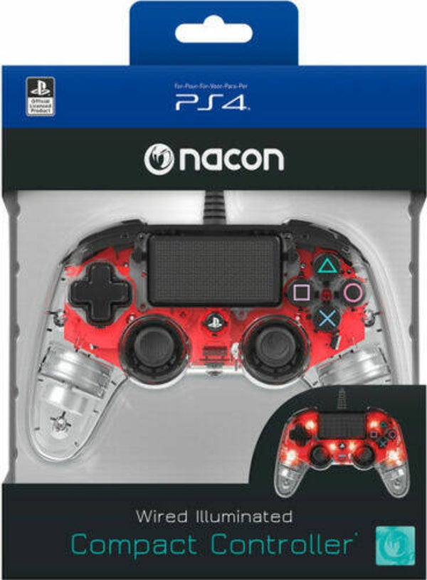 Nacon Manette Filaire compacte Lumineuse Eclairage Rouge PS4 Neuf