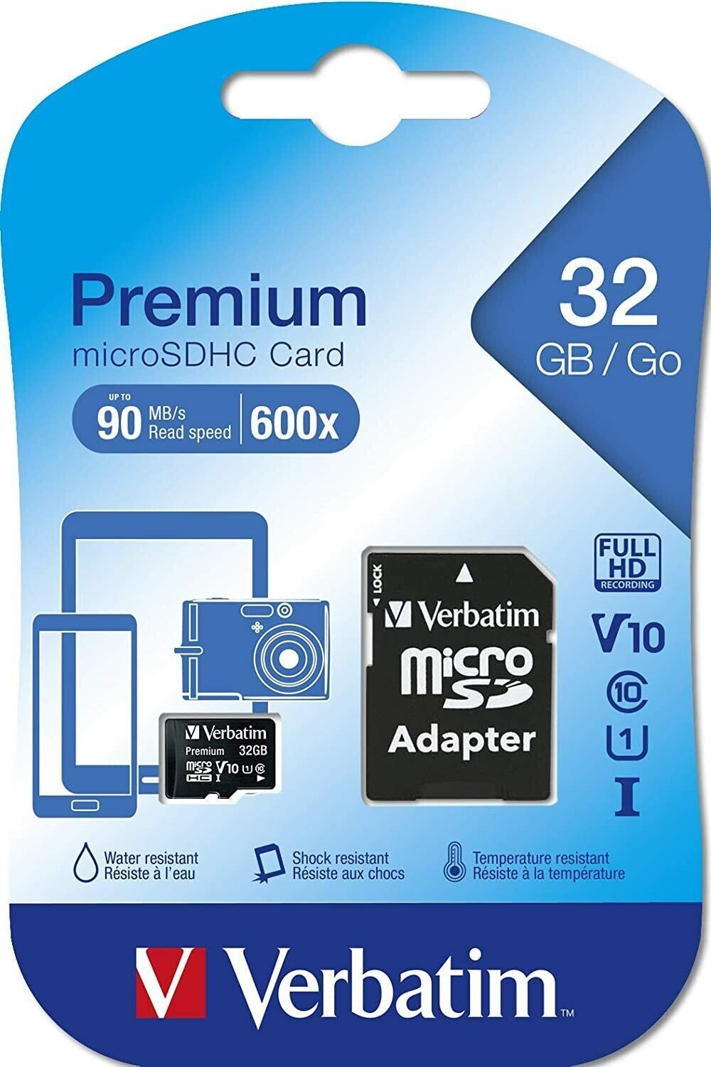 Carte Mémoire Verbatim MicroSDHC 32 Go + Adaptateur SD Neuf