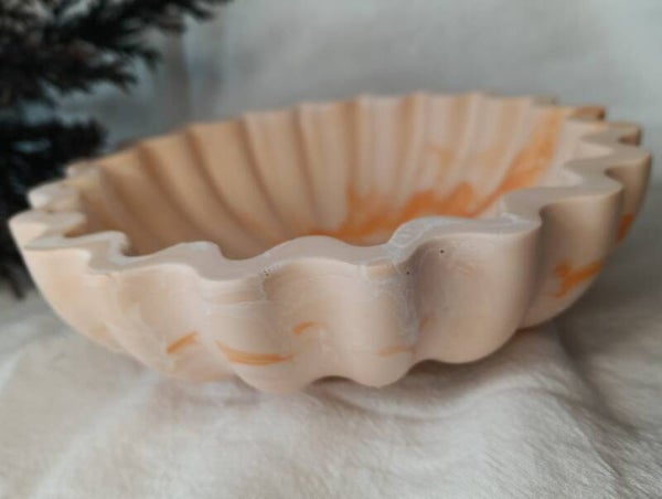 Schaal golven marmerlook oranje / wit