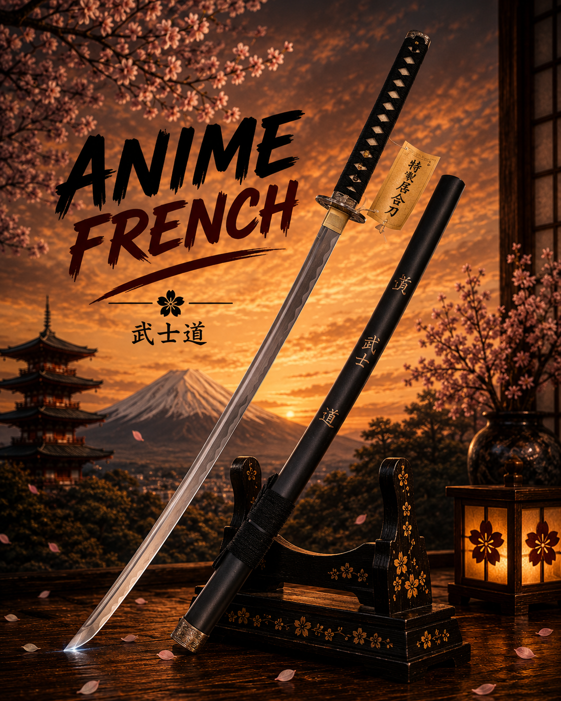 katana décoratif (acier carbone)