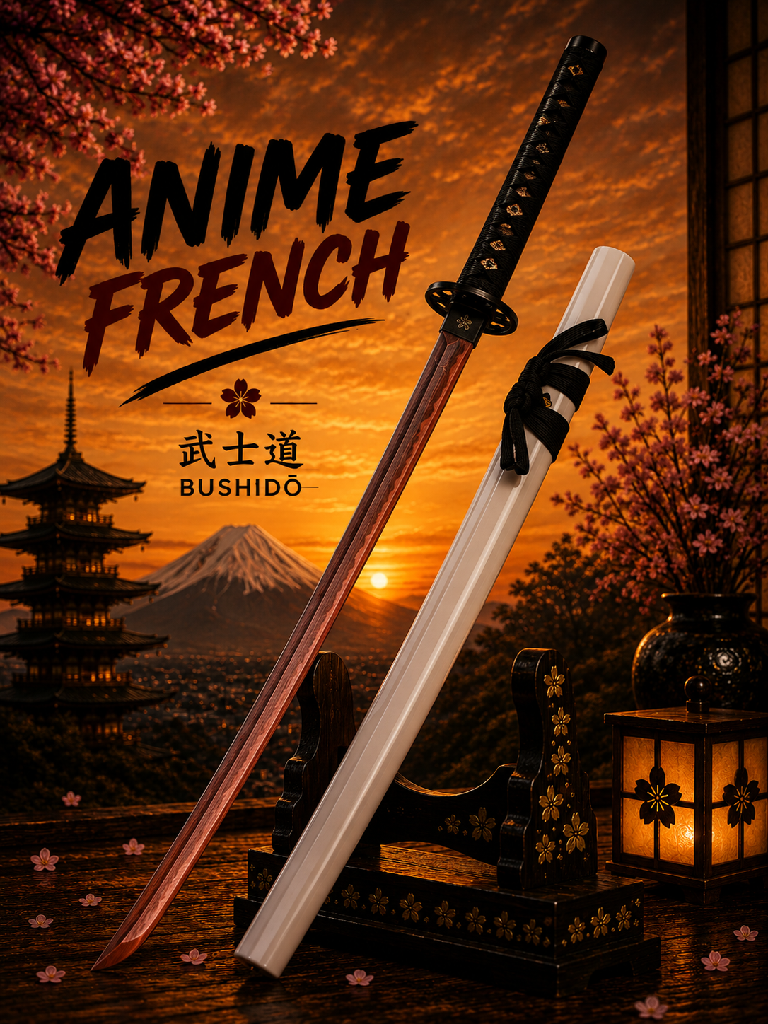 katana décoratif (acier Damas)