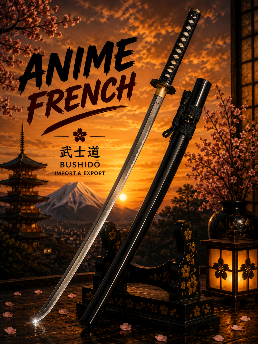 katana décoratif (acier damas)