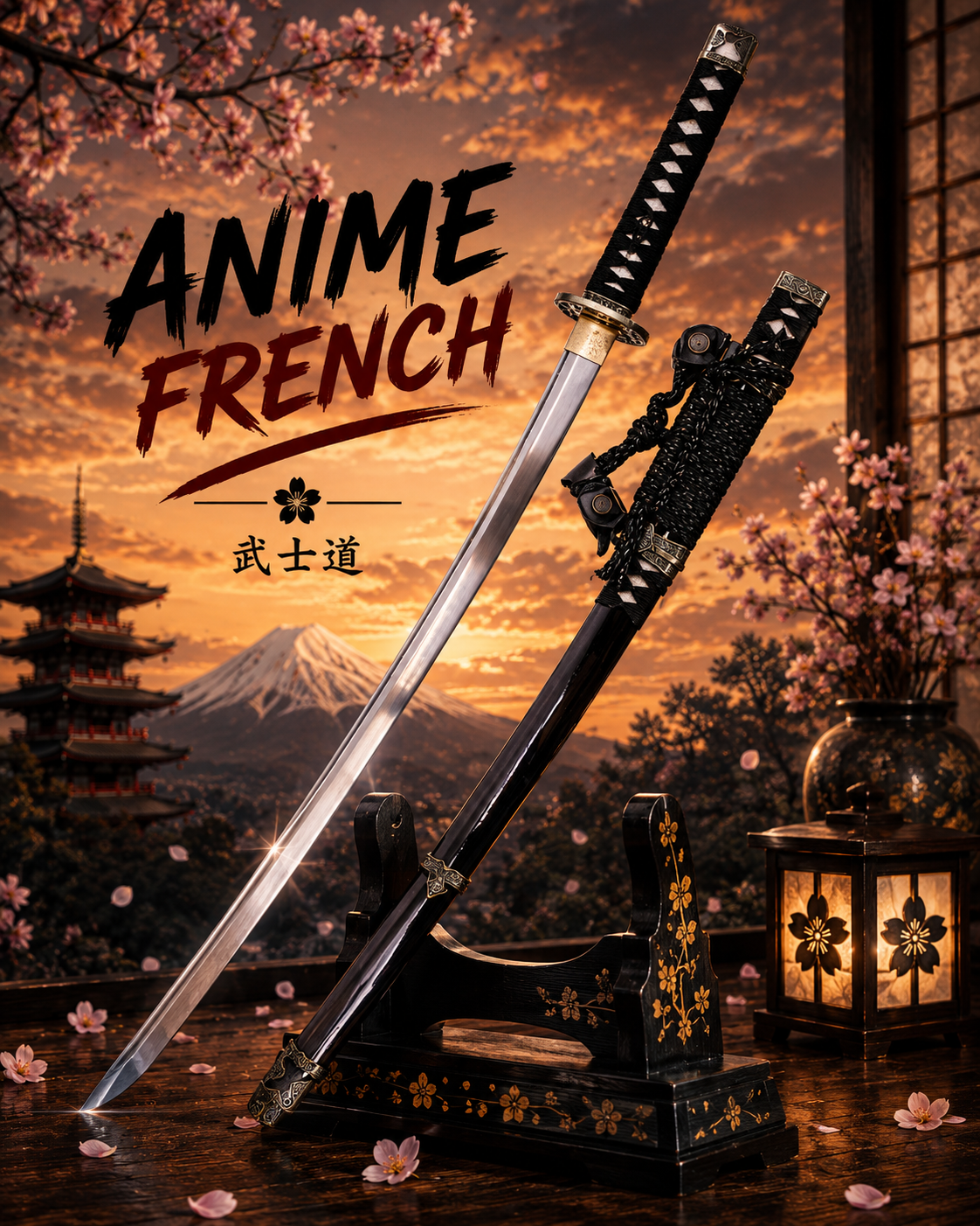 katana décoratif (acier carbone)