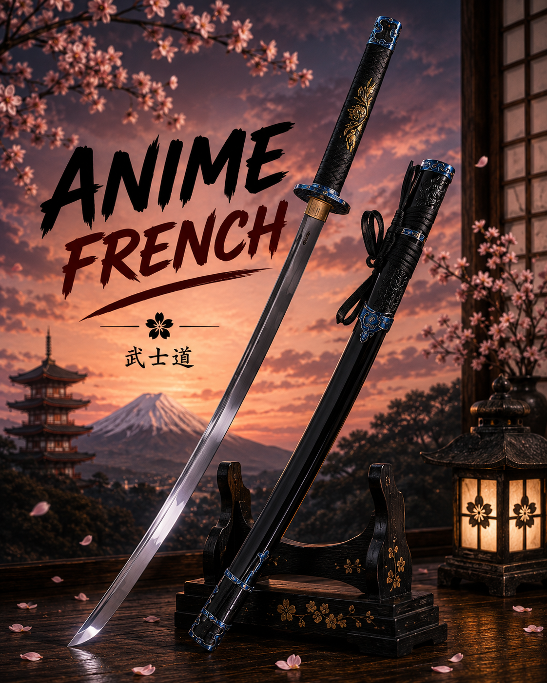 katana décoratif (acier carbone)
