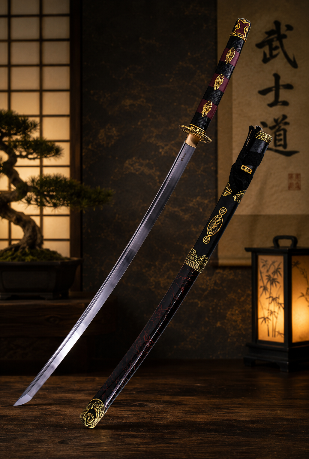 katana décoratif (toles d'acier)