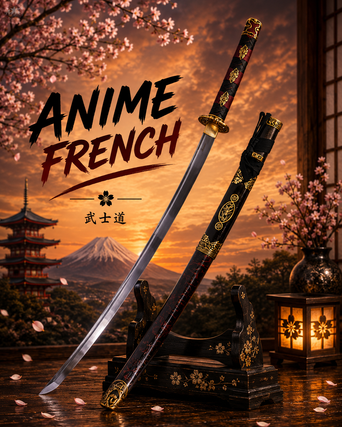 katana décoratif (acier carbone)