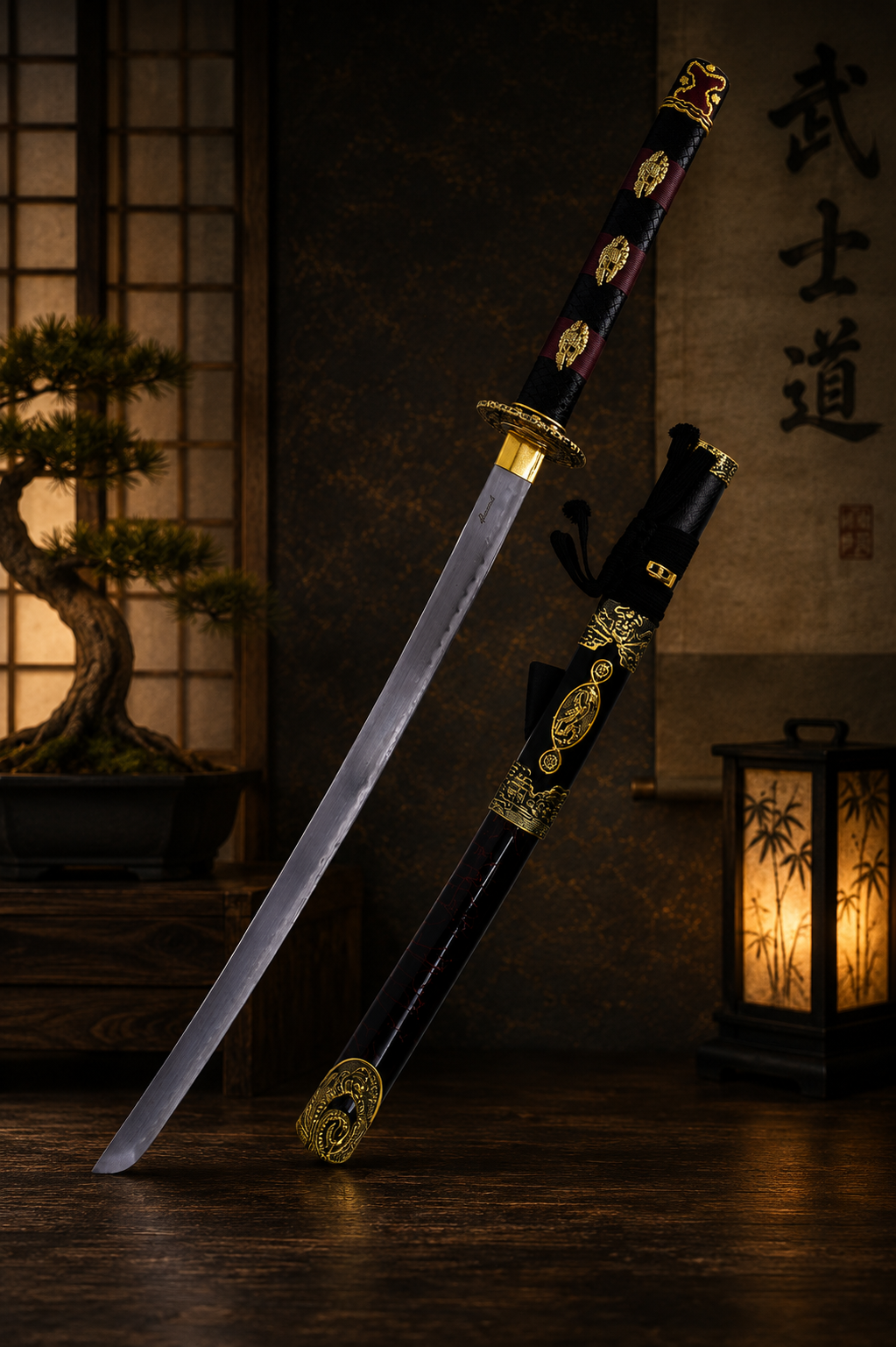 katana décoratif (toles d'acier)