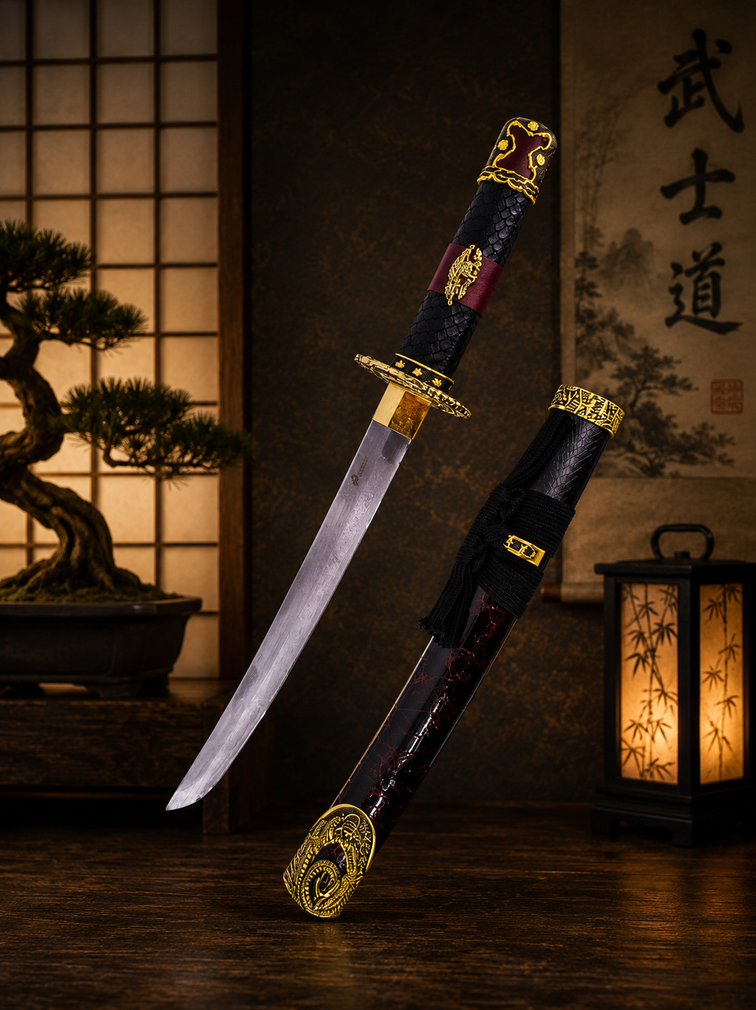 katana décoratif (toles d'acier)