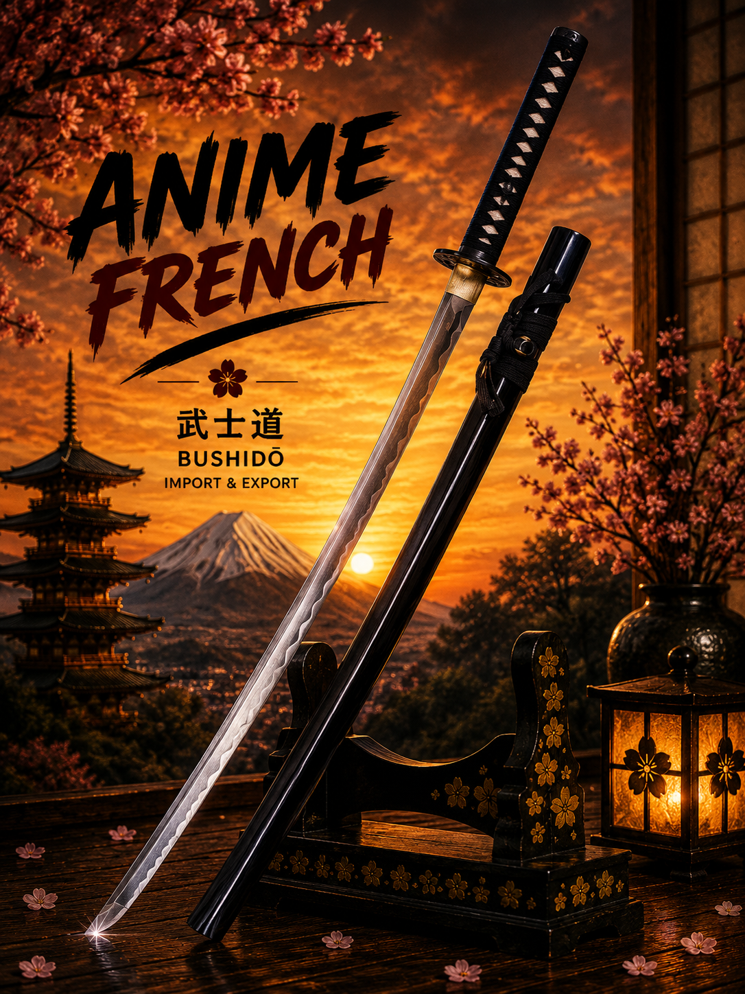 katana décoratif (acier Damas)