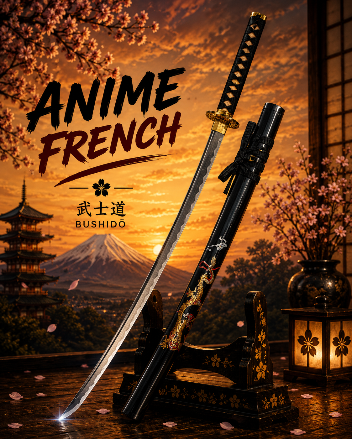 katana décoratif (acier carbone)