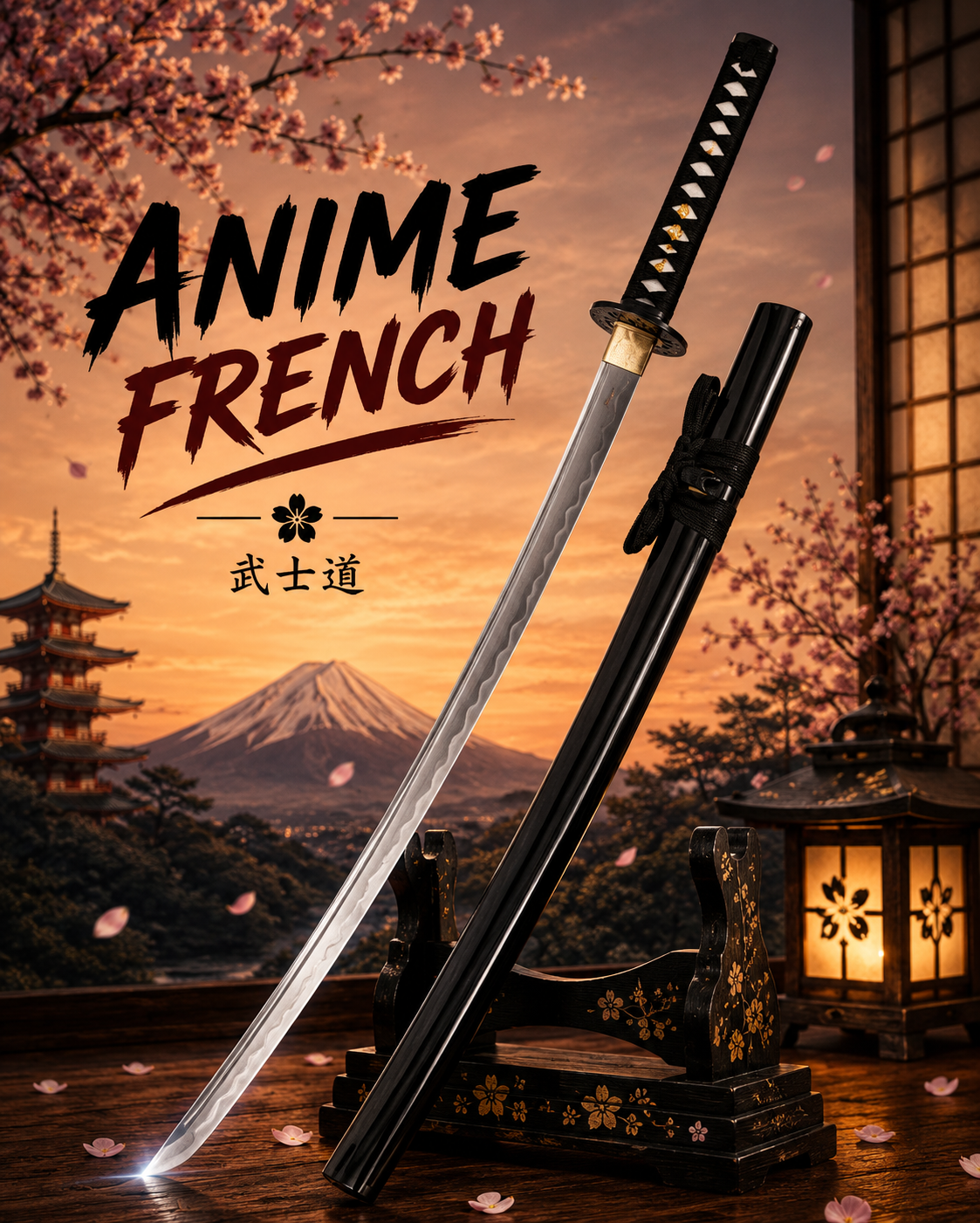 katana décoratif (acier carbone)