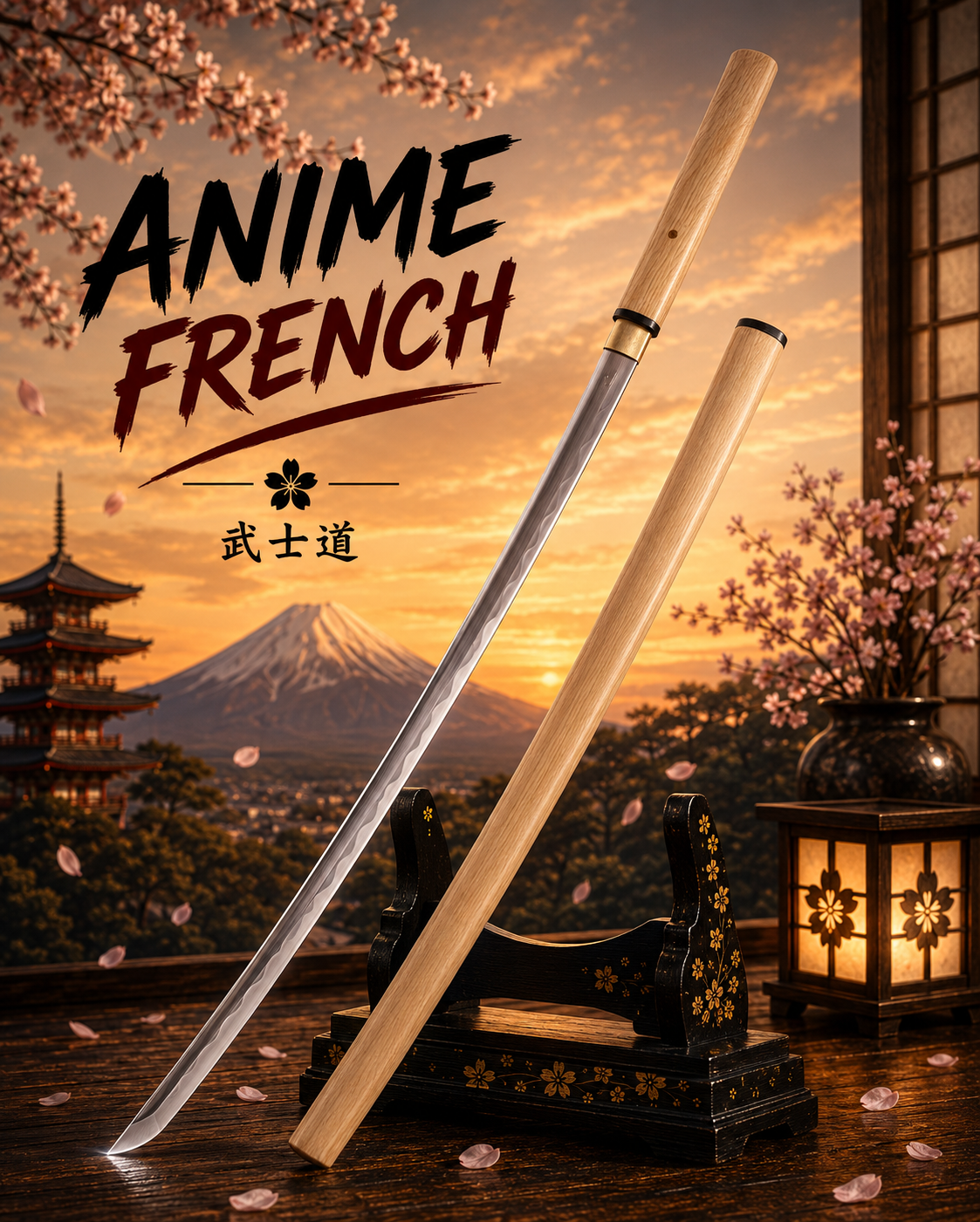 katana décoratif (acier carbone)