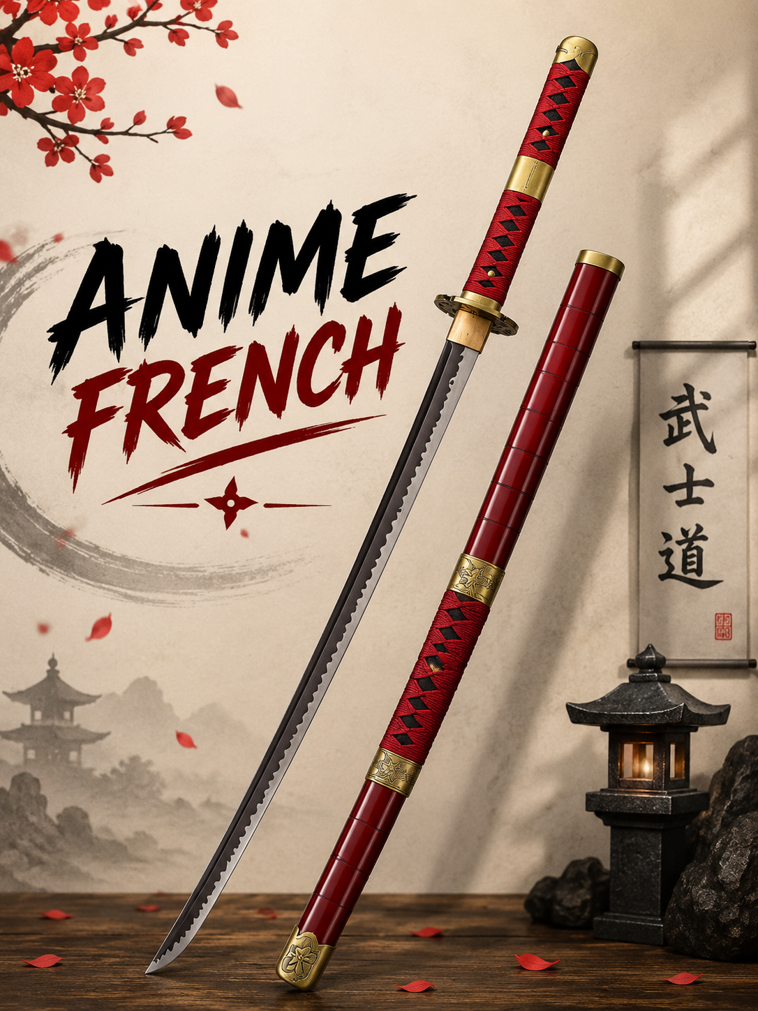 katana décoratif (acier carbone)