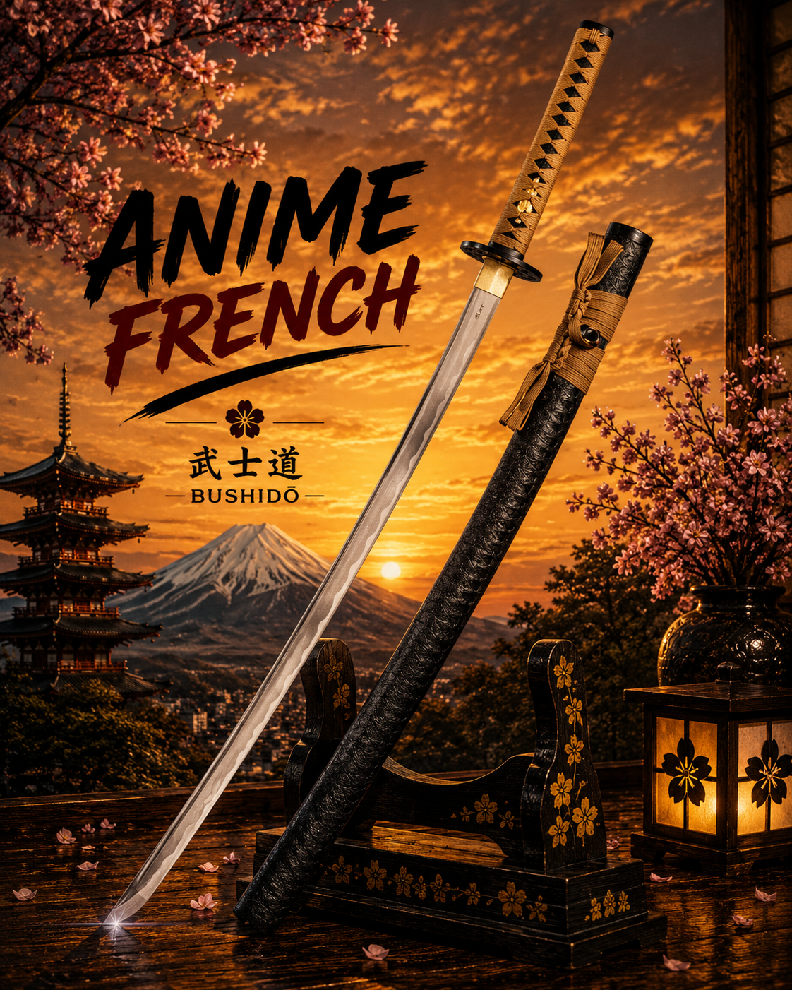 katana décoratif (acier carbone)
