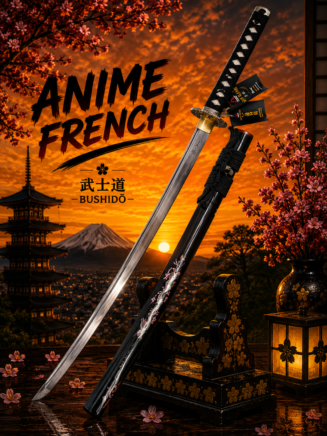 katana décoratif (Acier damas 800)
