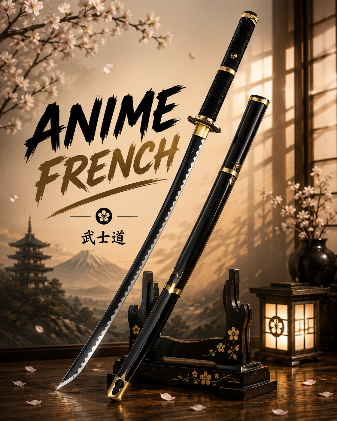 katana décoratif (acier carbone)