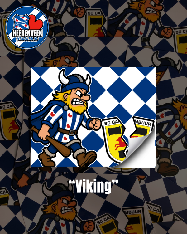 Viking, knuppel, kapot cambuur logo 11x7cm | Stickers
