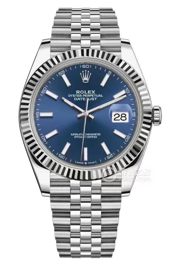 Rolex Datejust 41 with Blue Stick Dial on Jubilee