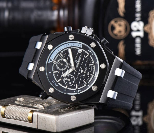 Audemars Piguet Royal Oak Offshore Chronograph with a black rubber strap